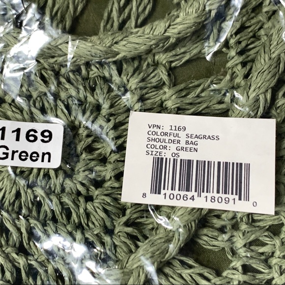 *SOLD* MOST WANTED USA Seagrass Woven Tote Shoulder Bag in Green - Picture 11 of 11